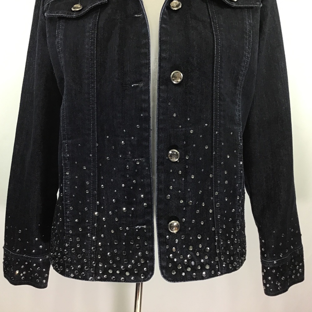 Chico’s Blue Denim Rhinestone Jacket - Picture 10 of 12